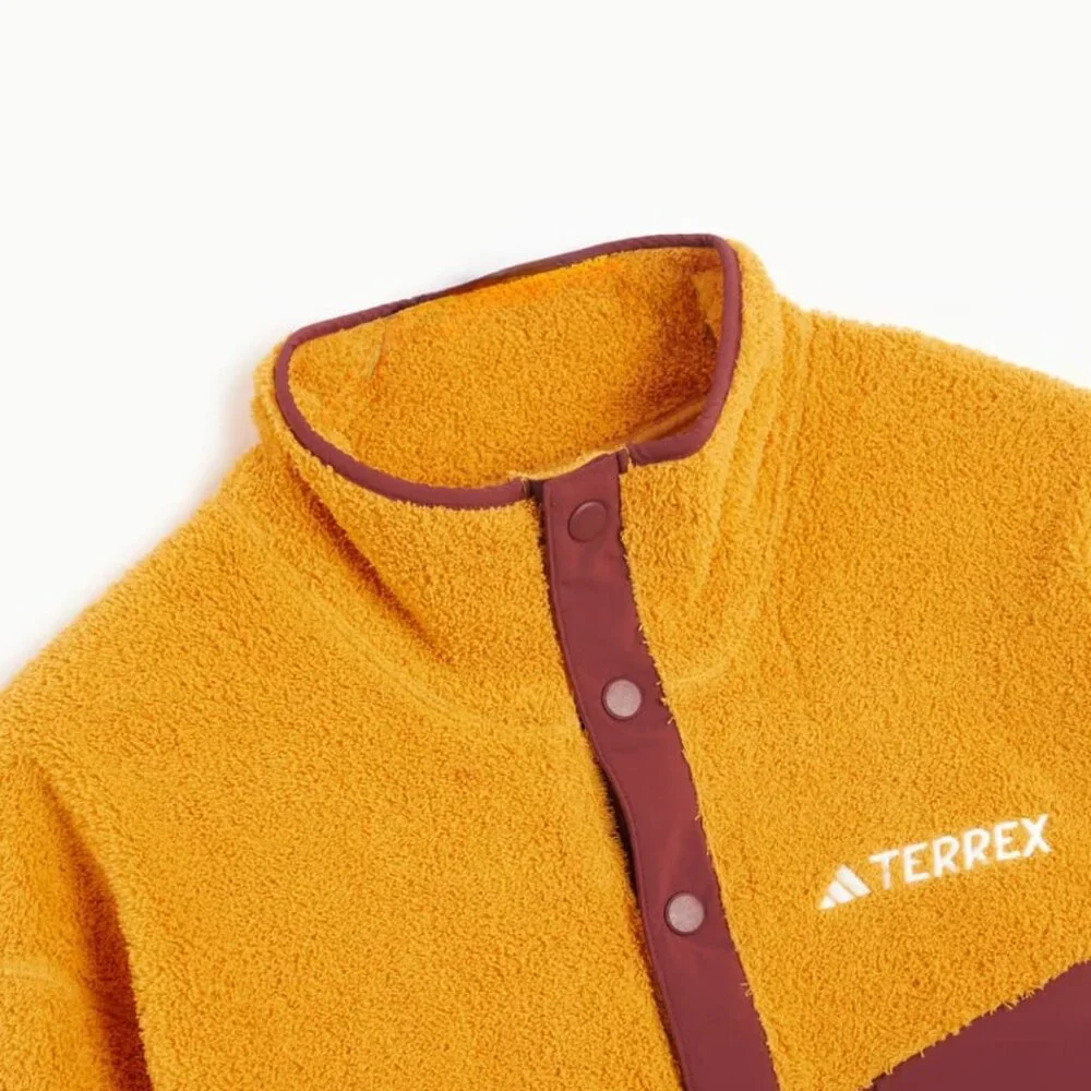 Adidas Men's‎ Terrex XPloric High Pile Snap Fleece Pullover Yellow IB1138 SIZE M